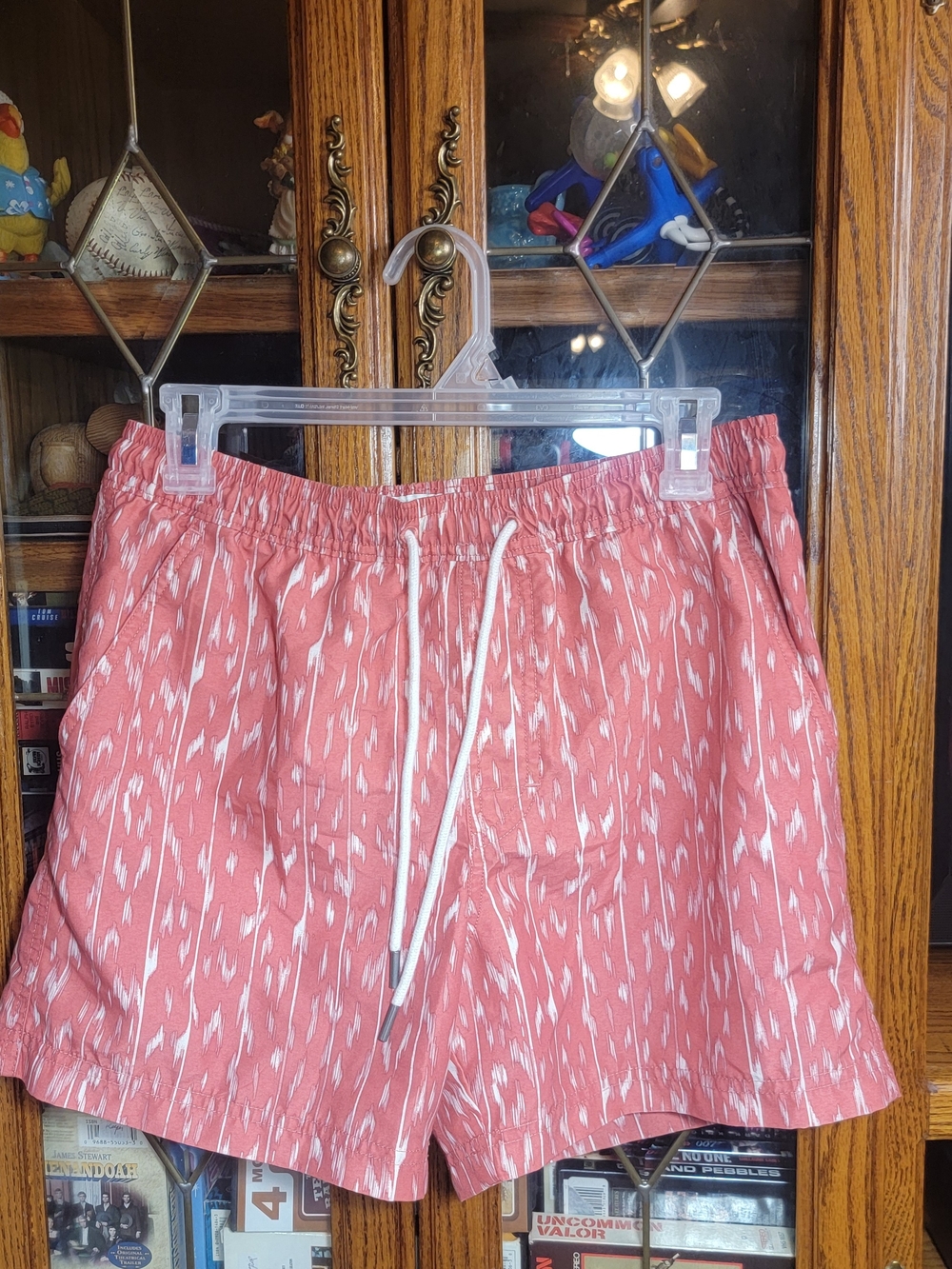 American Eagle Outfitters Coral Patterned Drawstring Swim Trunks Size Small